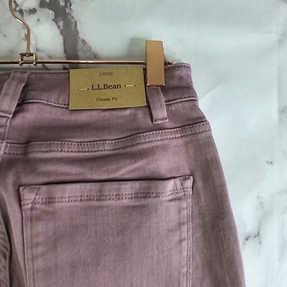 LL Bean Jeans Womens 2 Petite Short Purple True Shape Straight Smokey Mauve - Picture 11 of 12